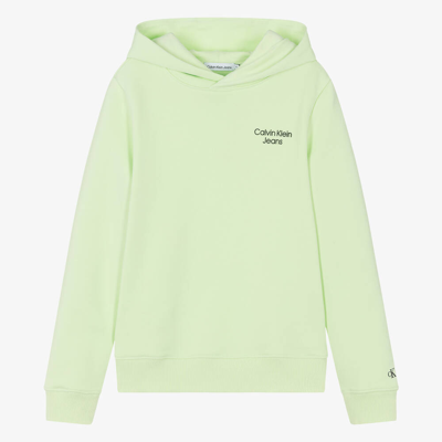 Shop Calvin Klein Teen Mint Green Cotton Hoodie