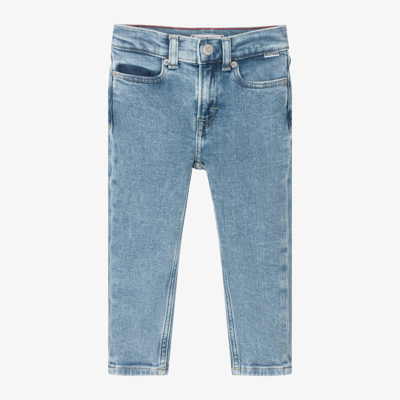 Shop Tommy Hilfiger Girls Blue Tapered Denim Jeans