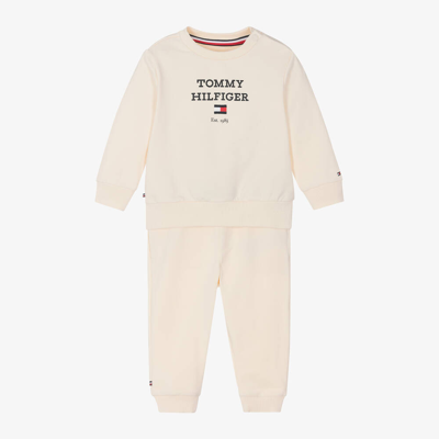 Shop Tommy Hilfiger Ivory Organic Cotton Baby Tracksuit
