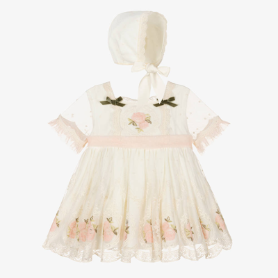 Shop Abuela Tata Baby Girls Ivory Embroidered Tulle Dress Set