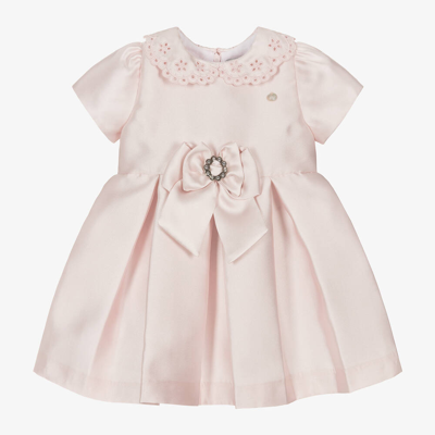 Shop Piccola Speranza Girls Pale Pink Satin Collared Dress