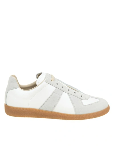 Shop Maison Margiela Sneakers Replica In Leather And Suede In White