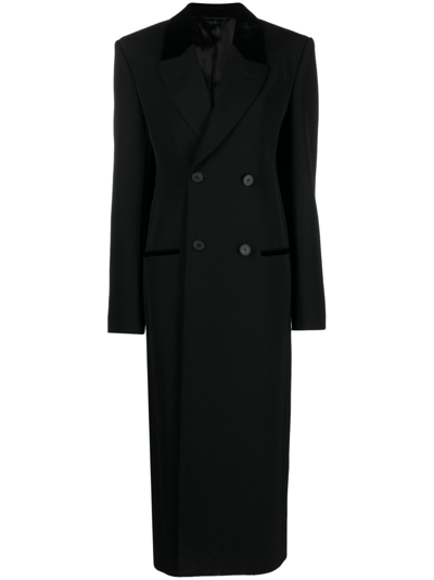 Shop Givenchy Black Double-breasted Wool Coat