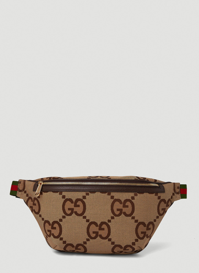 Shop Gucci Jumbo Gg Belt Bag In Beige