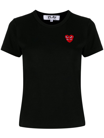 Shop Comme Des Garçons Play Logo Cotton T-shirt In Black