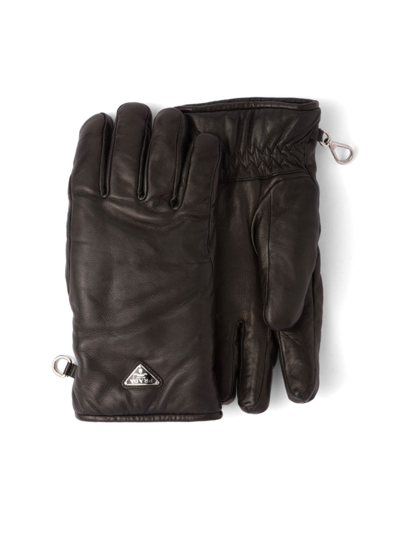 Shop Prada Men's Nappa Leather Gloves In Black