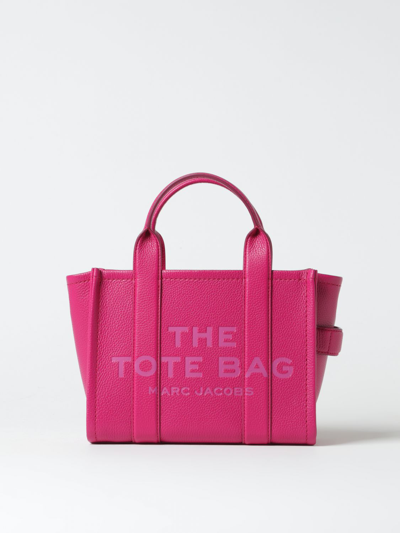 Shop Marc Jacobs The Small Tote Bag In Grained Leather In Fuchsia
