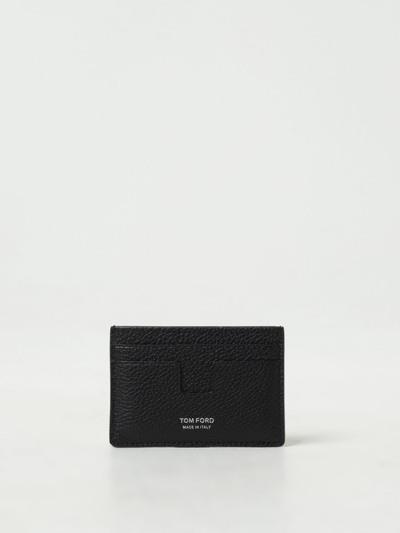 Shop Tom Ford Grained Leather Credit Card Holder In Black