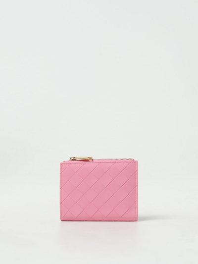 Shop Bottega Veneta Wallet In Woven Nappa In Pink
