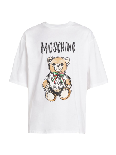 Shop Moschino Men's Teddy Bear Logo T-shirt In White