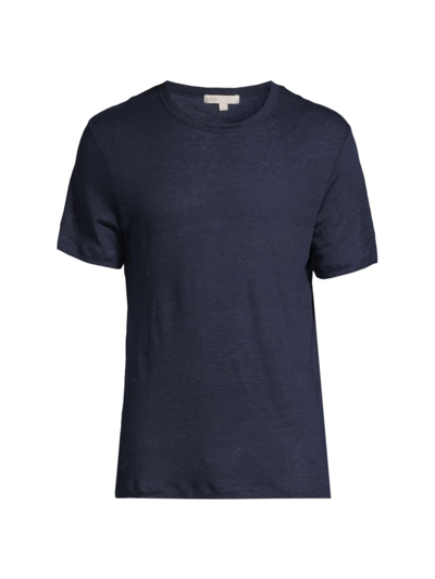 Shop Onia Men's Linen Crewneck T-shirt In Deep Navy