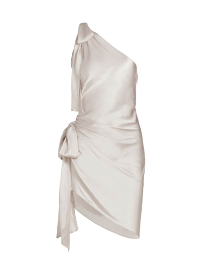 Shop Amanda Uprichard Women's Ciao Bow-detailed Asymmetric Silk Mini-dress In Aster