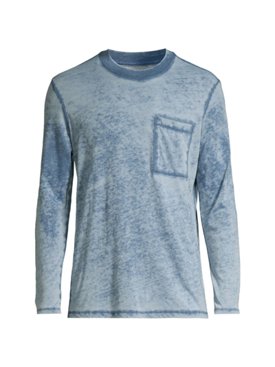 Shop Atm Anthony Thomas Melillo Men's Ds-k-ls-burnout Oversized Ls Pcoket Tee-brnt Chambray In Burnout Chambray