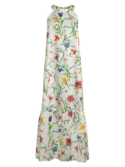 Shop 120% Lino Women's Linen Floral Maxi Dress In Provence