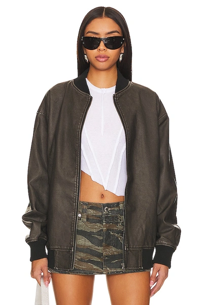 Shop Superdown Ariel Faux Leather Bomber In Black