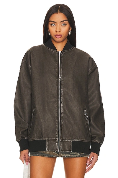 Shop Superdown Ariel Faux Leather Bomber In Black