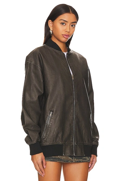 Shop Superdown Ariel Faux Leather Bomber In Black