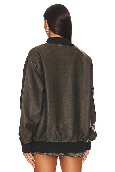 Shop Superdown Ariel Faux Leather Bomber In Black