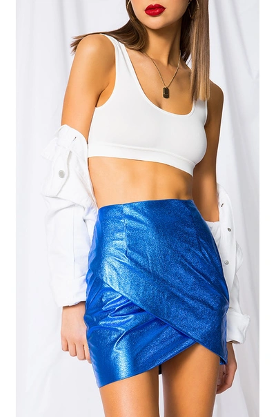 Shop Superdown Charmaine Wrap Mini Skirt In Cobalt Blue