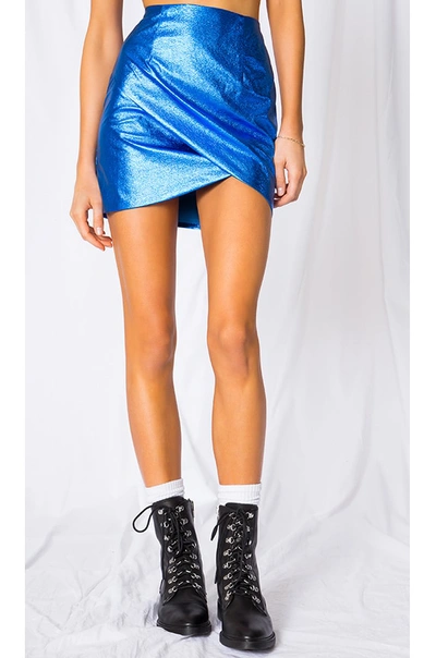 Shop Superdown Charmaine Wrap Mini Skirt In Cobalt Blue
