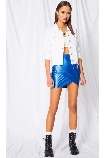 Shop Superdown Charmaine Wrap Mini Skirt In Cobalt Blue