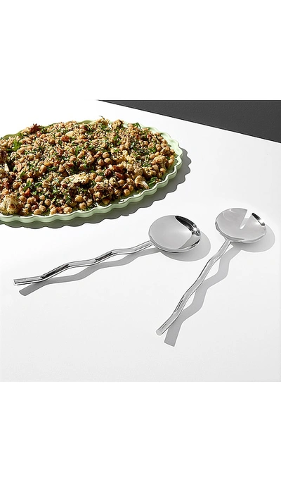 Fazeek Wave Salad Servers Set Of 2 In Metallic