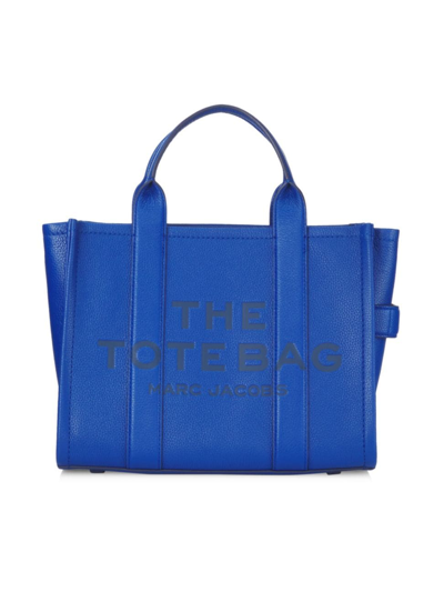 Shop Marc Jacobs Women's The Leather Medium Tote In Cobalt
