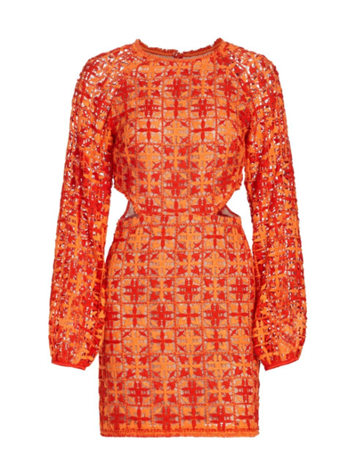 Shop Silvia Tcherassi Women's Janis Crocheted Cotton-blend Dress In Red Orange Crochet