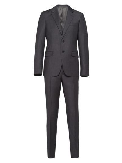 Shop Prada Men's Single-breasted Wool Suit In Grey