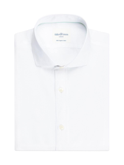 Shop Alder & Green Men's Cotton Twill Slim-fit Shirt In White