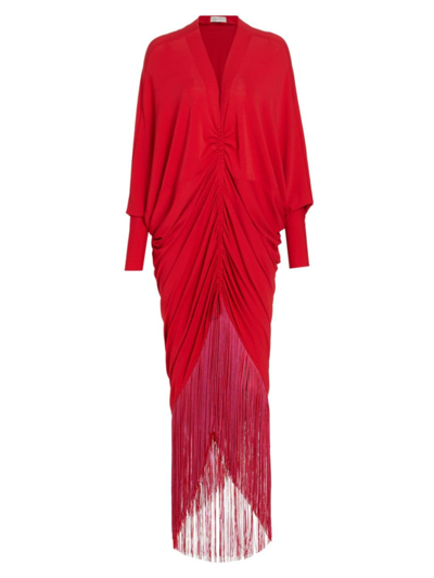 Shop Silvia Tcherassi Women's Rosalyn Fringed Jersey Dress In Rouge
