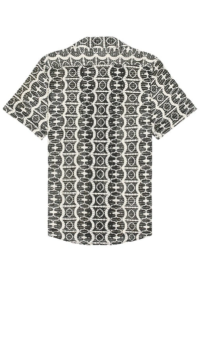 Oas Hypnotise Cuba Cotton Terry Relaxed Fit Button Down Shirt In Black