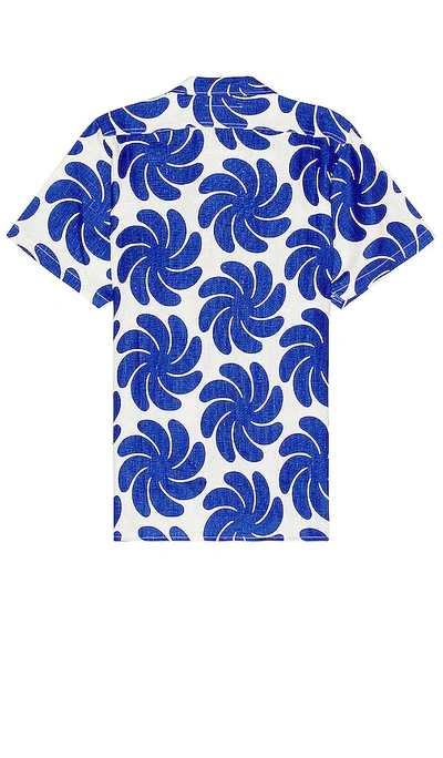 Shop Oas Nebula Cuba Linen Shirt In Blue