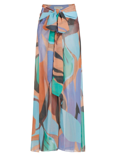 Shop Silvia Tcherassi Women's Cagliari Printed Maxi Skirt In Pastel Multi Swirls