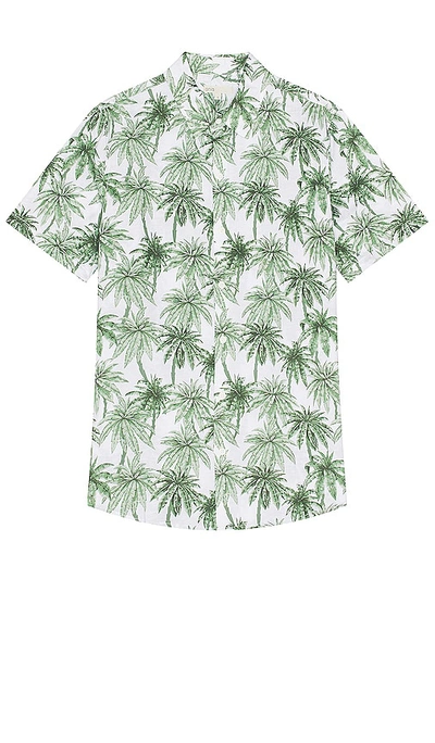 Shop Onia Jack Air Linen Jungle Palms Shirt In White & Multi