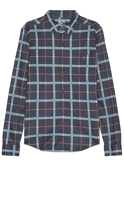 Shop Rhone Hardy Flannel Shirt In Navy Windowpane