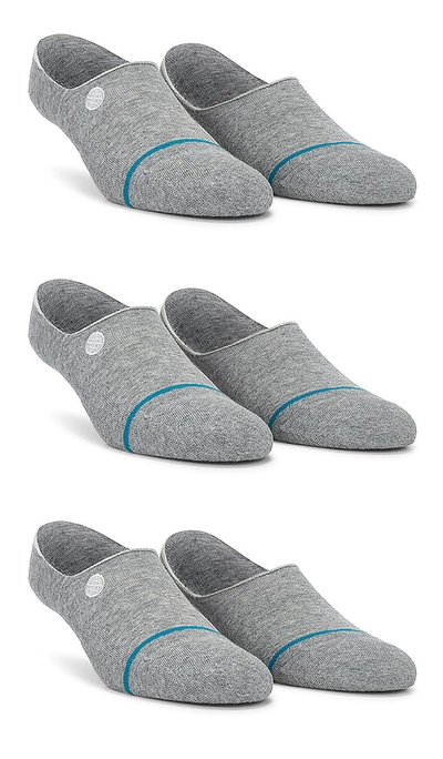 Shop Stance Icon No Show 3 Pack Sock In Heather Grey