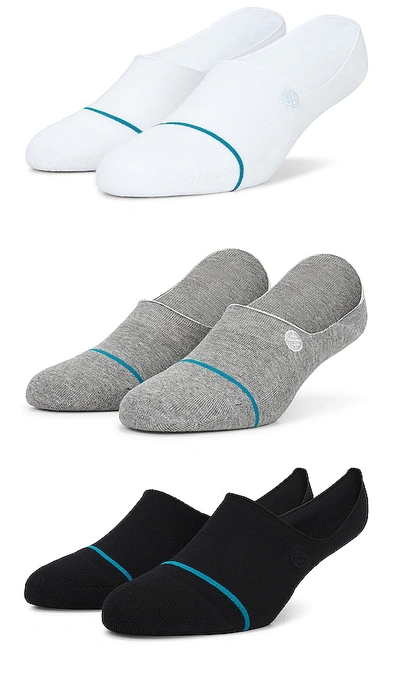 Stance Icon No Show 3 Pack Sock In Black  White  & Grey
