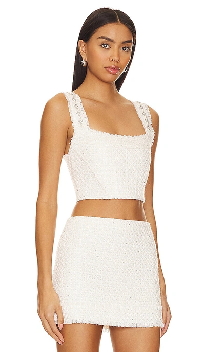 Shop Alice And Olivia Vicenta Structured Corset In Off White Multi