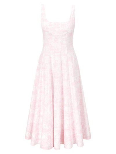 Shop Staud Women's Wells A-line Dress In Ivory Cherry Blossom Toile