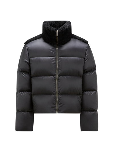 Shop Rick Owens Men's  X Moncler Cyclopic Shearling-trimmed Down Jacket In Black