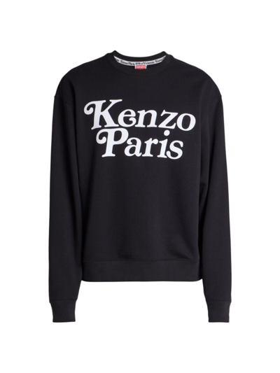 Shop Kenzo Men's  X Verdy Logo Cotton Crewneck Sweatshirt In Black