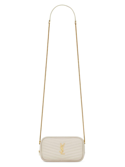 Shop Saint Laurent Women's Mini Lou Bag In Quilted Leather In Blanc Vintage