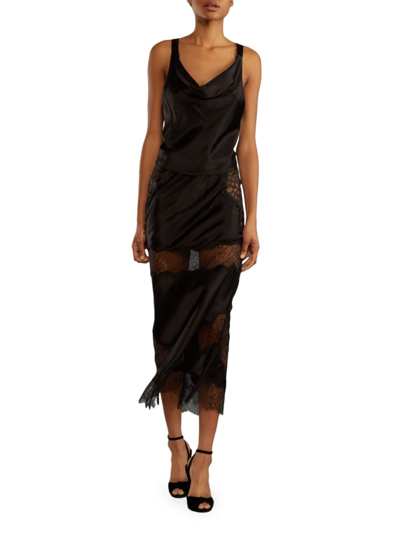 Shop Cynthia Rowley Women's Silk Cowlneck Top In Black