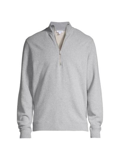 Shop Sunspel Men's Loopback Half-zip Sweater In Grey