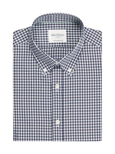 Shop Alder & Green Men's Oxford Slim-fit Shirt In Navy Gingham