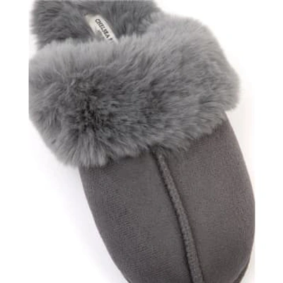 Shop Chelsea Peers Unisex Suedette Grey Cuffed Dome Slippers