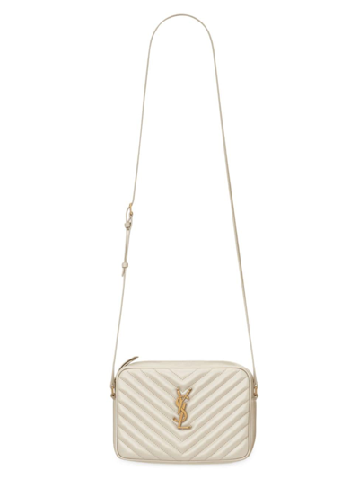 Shop Saint Laurent Women's Lou Camera Bag In Quilted Leather In Crema Soft