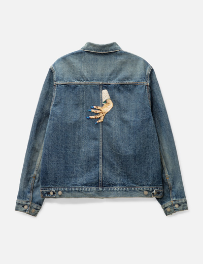 Shop Undercover Embellished D-hand Denim Jacket In Blue