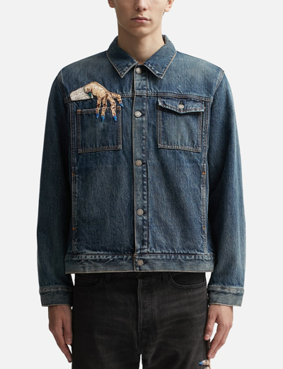 Shop Undercover Embellished D-hand Denim Jacket In Blue